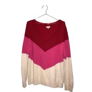 Crown & ivy Pink/White/Red chevron Sweater size XL